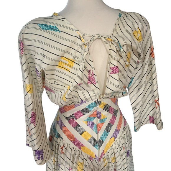 Vintage 80’s Barboglio Cristina and Jan abstract striped multicolor dress sz 8 - Picture 4 of 10